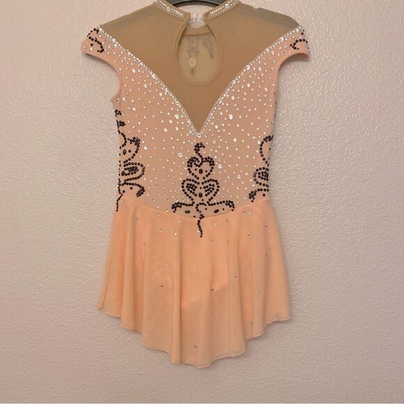 Custom solo dance ice skating lyrical ballet costume pink rhinestoned dress LC - Picture 5 of 11